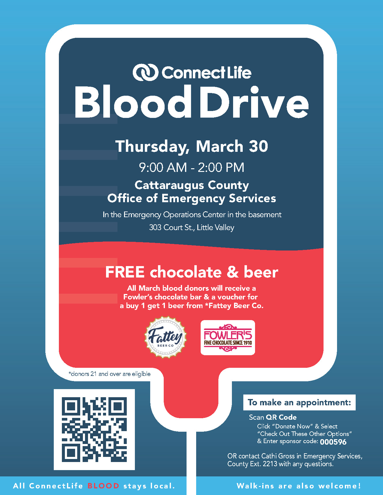 Preview of flyer for Blood Drive at County Center on March 30, 2023