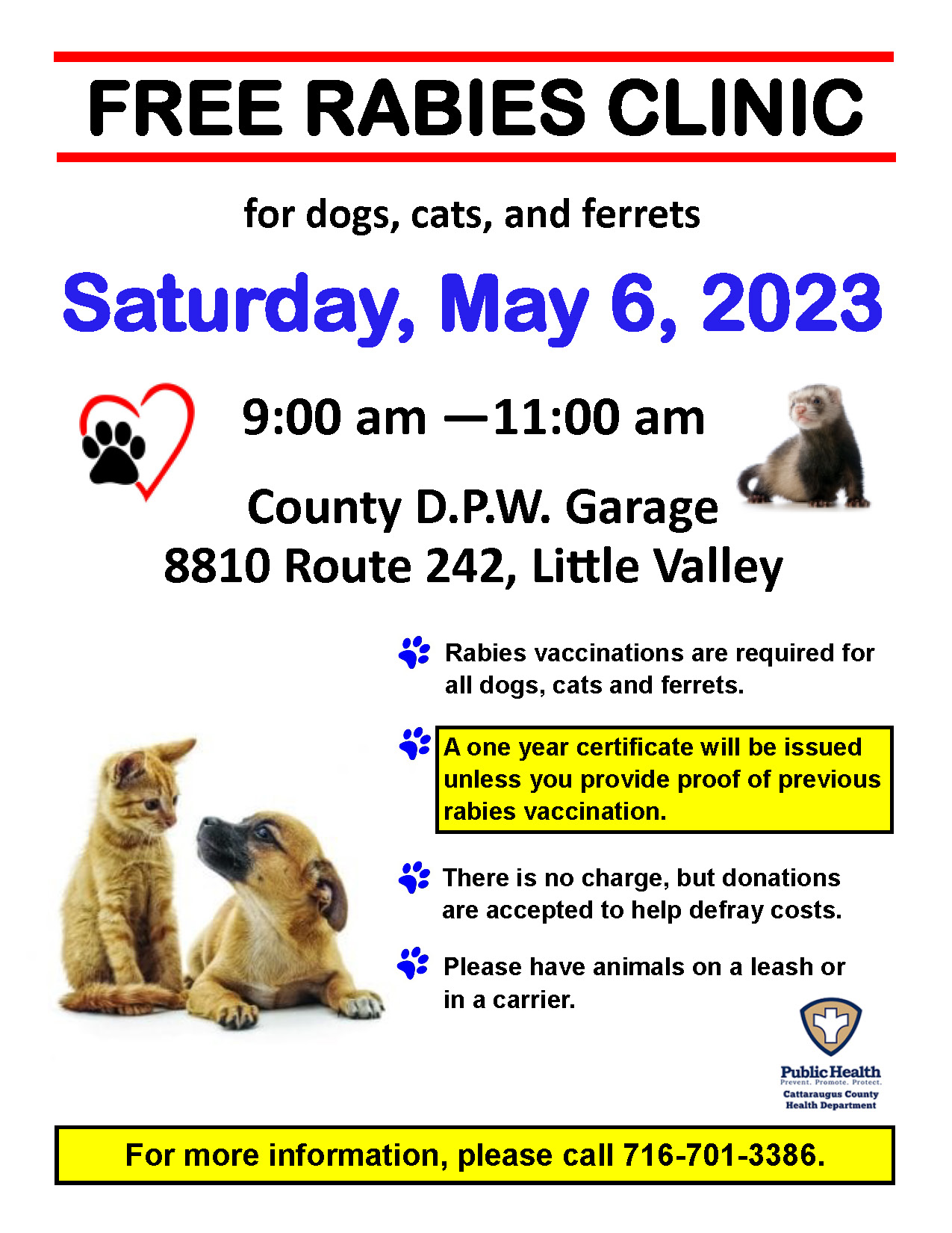 Free Rabies Clinic in May | Cattaraugus County Website