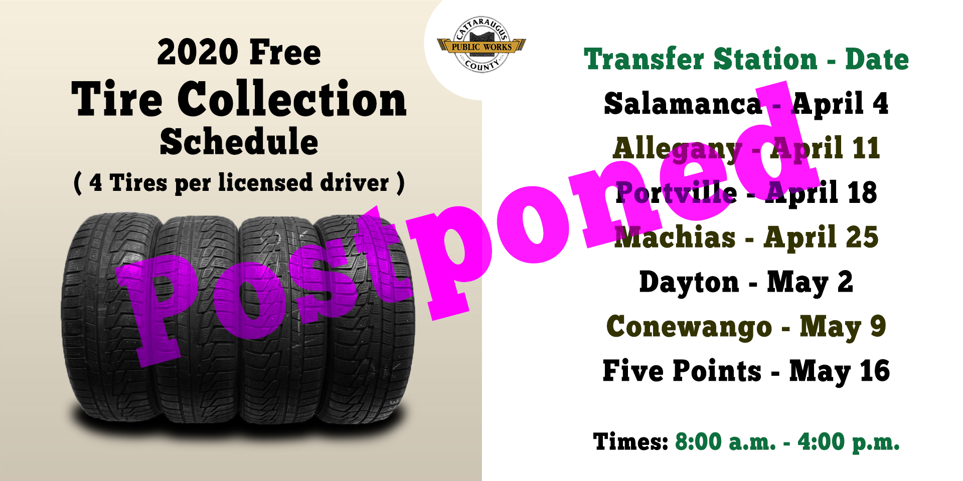 2020 Tire Collection Dates flyer