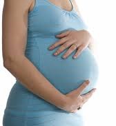 pregnant woman blue shirt